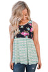 Sexy Mint Stripes and Floral Womens Tank